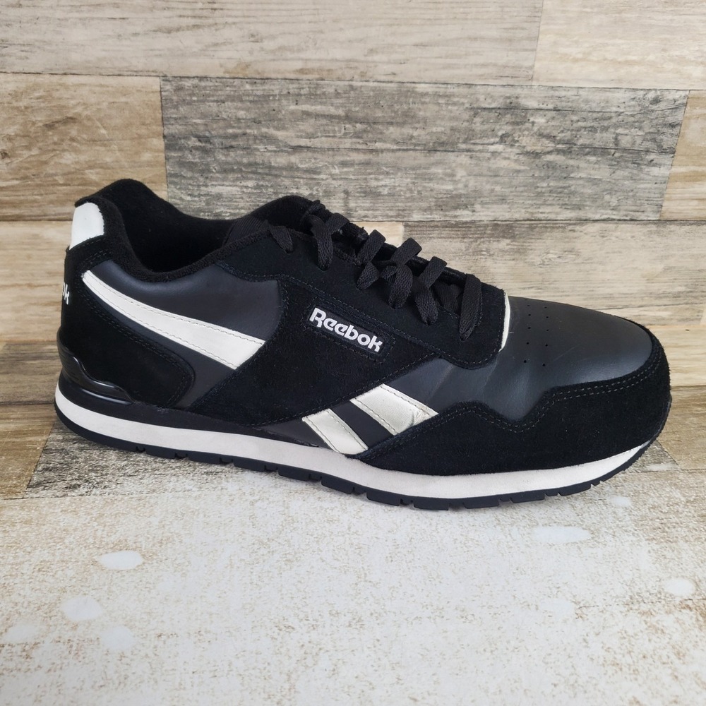 Reebok Harman Mens Work Shoes Sz 12 W Black & White Suede Leather Composite Toe